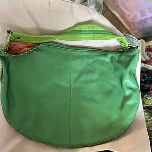 Kate Landry Vibrant Green Leather Hobo Bag